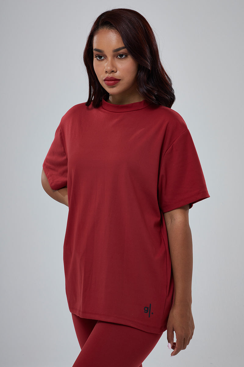  AUTOOI Women's T-Shirt Ribbed Lettuce-Edge Form-Fitting Top  (Color : Red, Size : Medium) : Clothing, Shoes & Jewelry