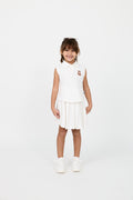 Kids’ sleeveless cotton top & pleated skirt