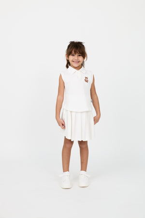 Kids’ sleeveless cotton top & pleated skirt