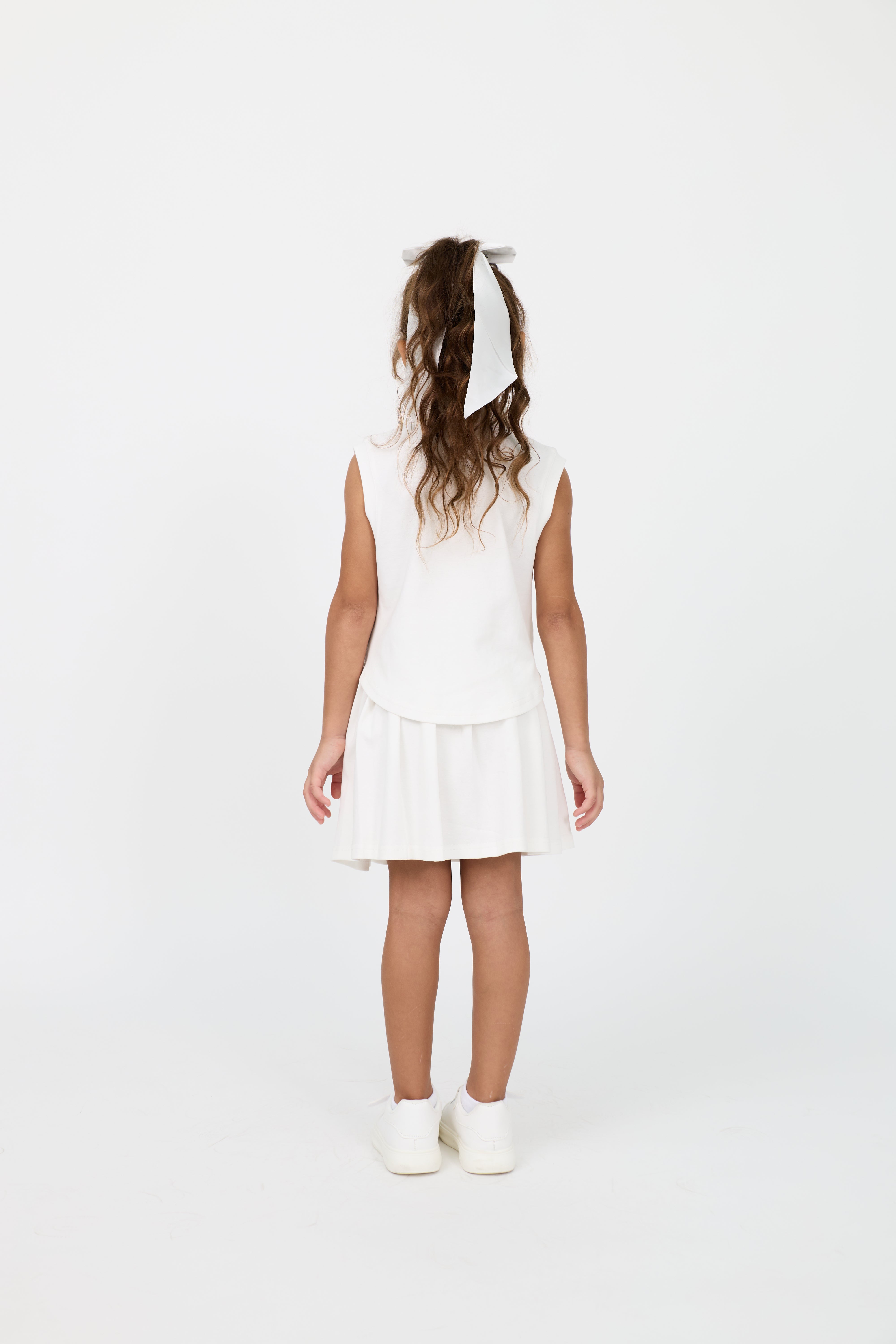 KIDS SLEEVELESS COTTON TOP & PLEATED SKIRT