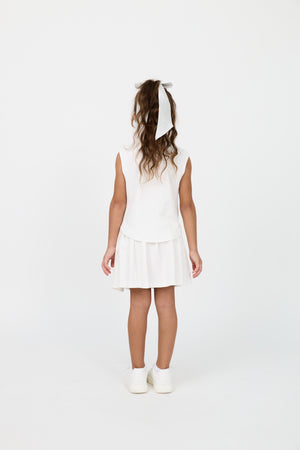Kids’ sleeveless cotton top & pleated skirt