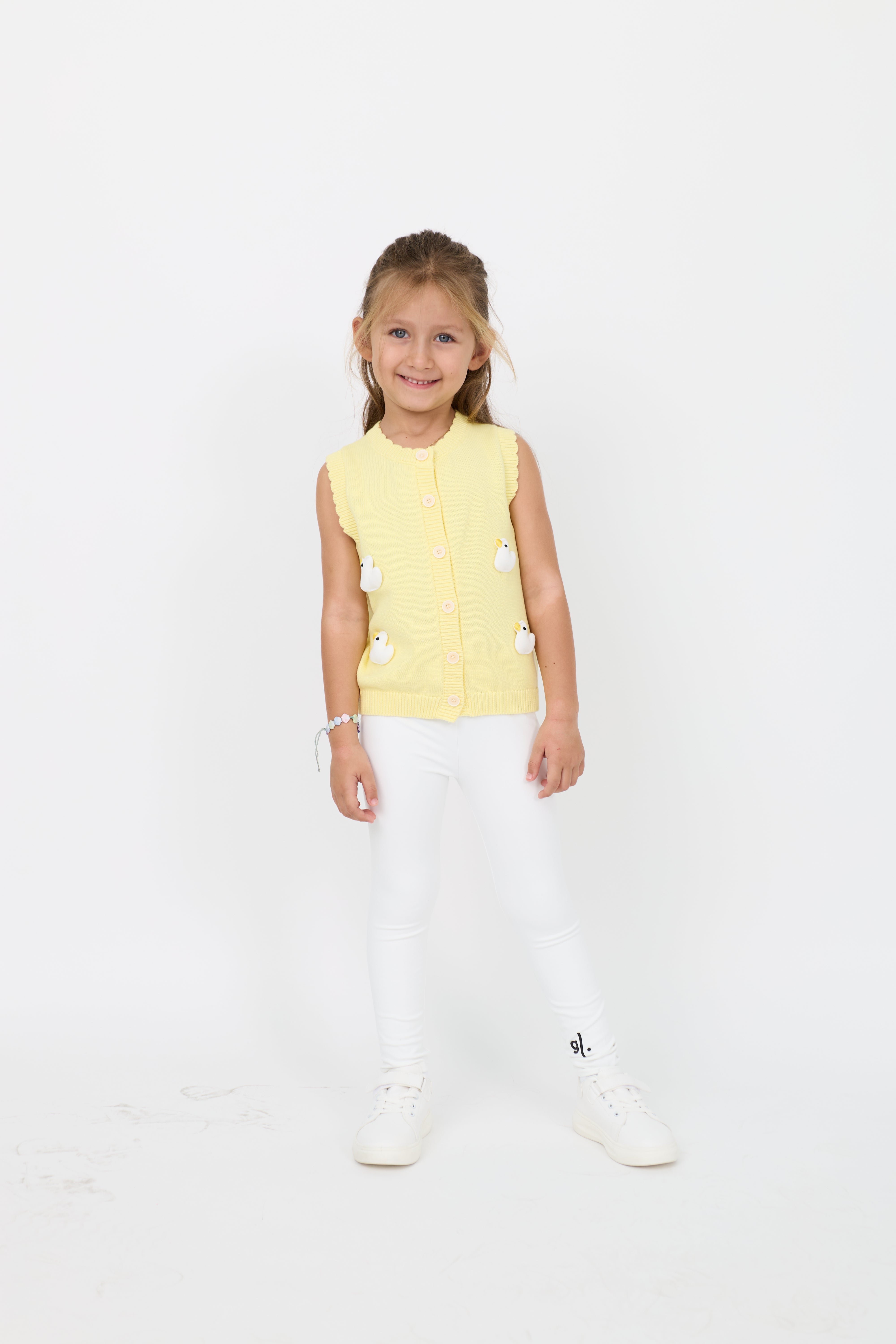 Kids' Duck Appliqué Knitted Cardigan Unisex