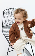 Kids’ 3-piece cotton set: Bear cardigan, tee & joggers