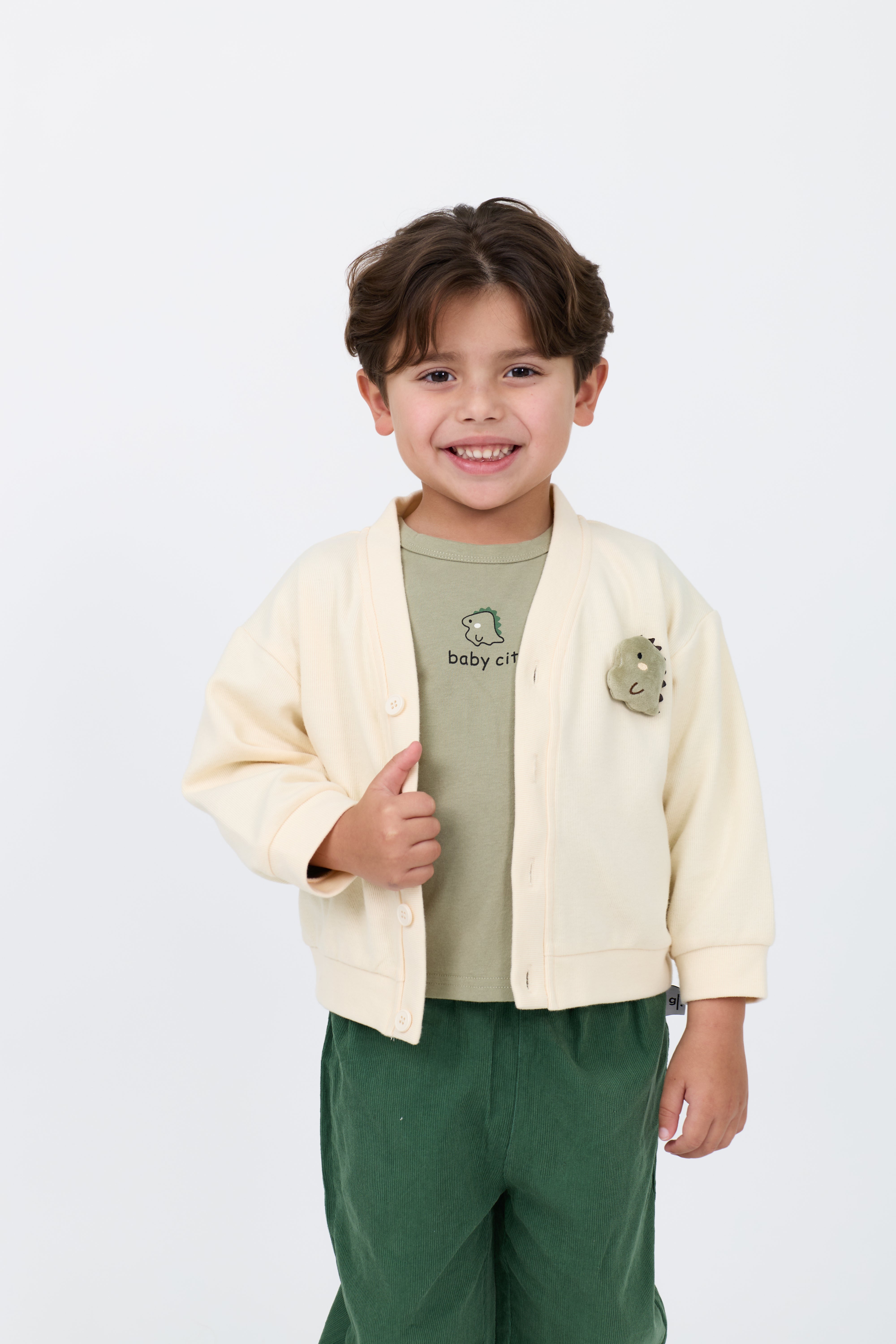 Kids 3-Piece Dino Cardigan, Tee, and Jogger Set Unisex