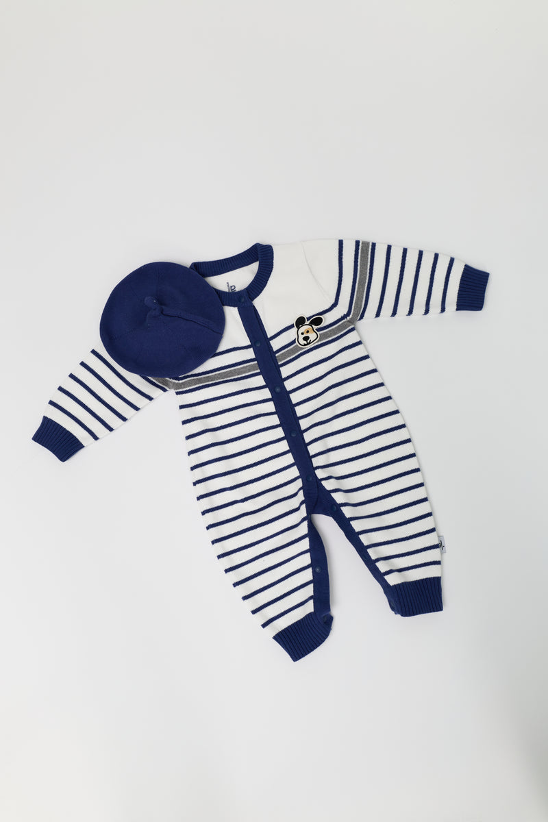 Kids’ cotton babysuit & cap set