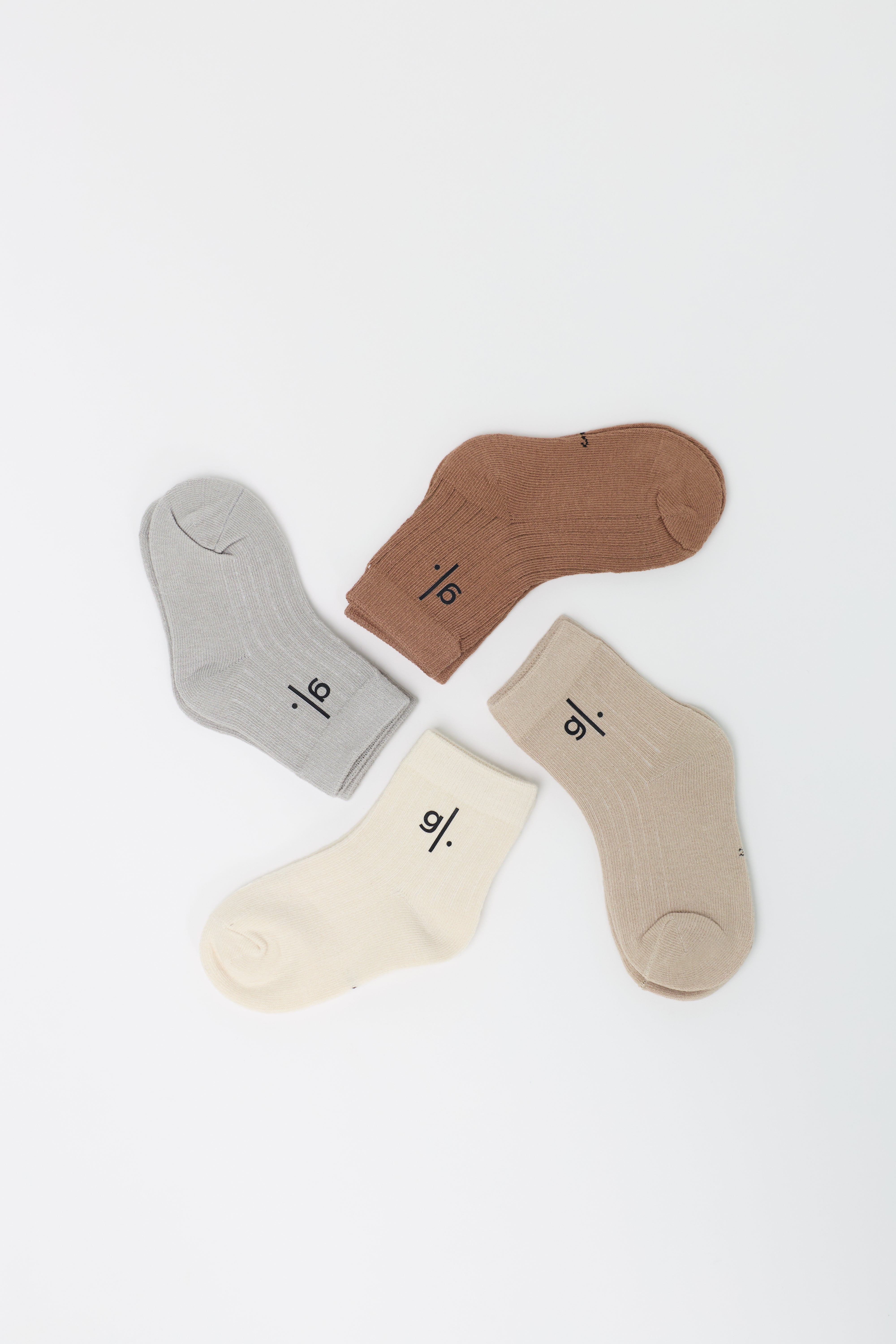 Kids' Ribbed Knit Earth Tone Socks