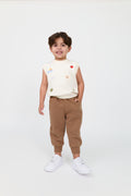 Kids’ embroidered knit top & cotton jogger set