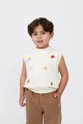Kids’ embroidered knit top & cotton jogger set