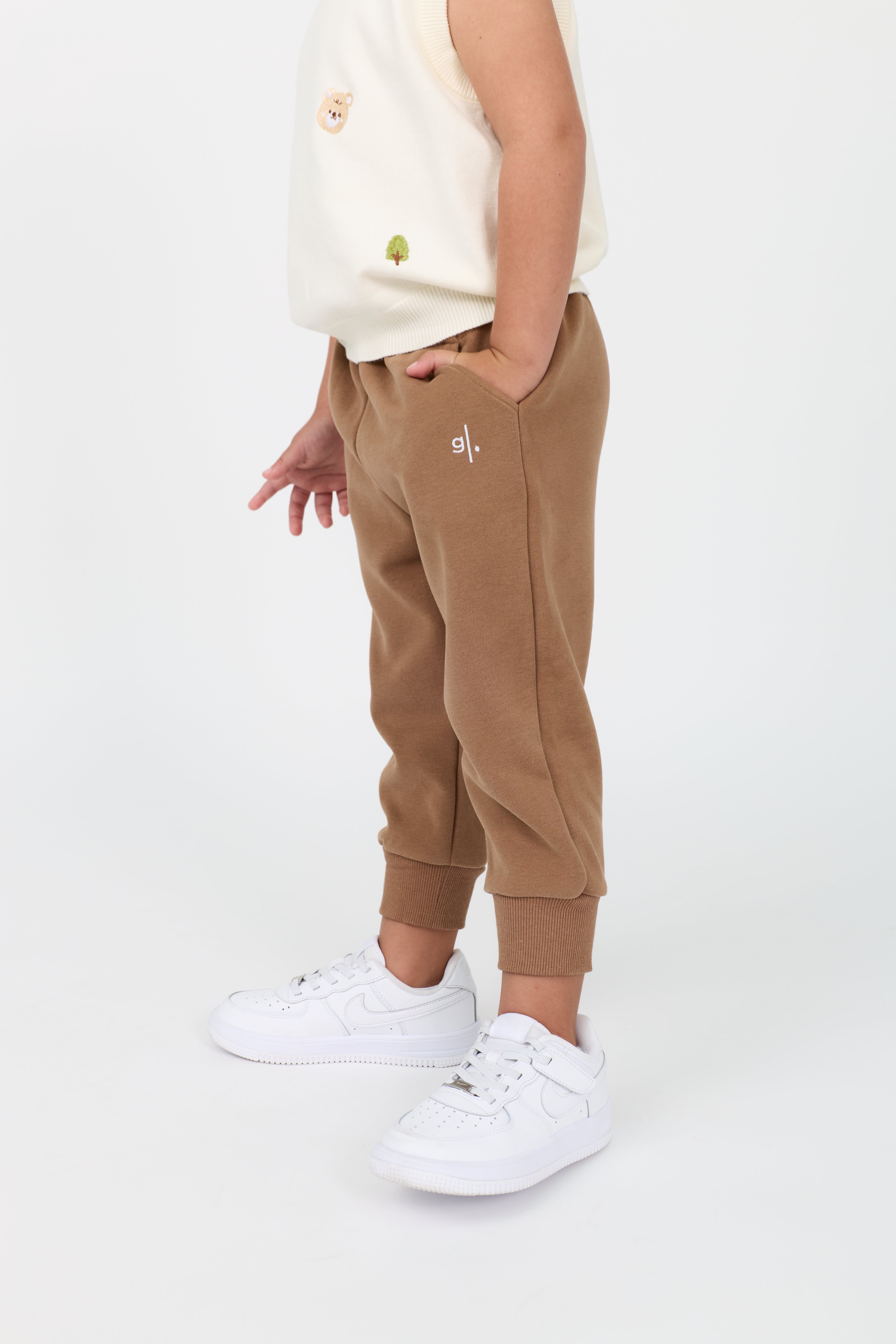 Kids' Embroidered Knit Top & Cotton Jogger Set