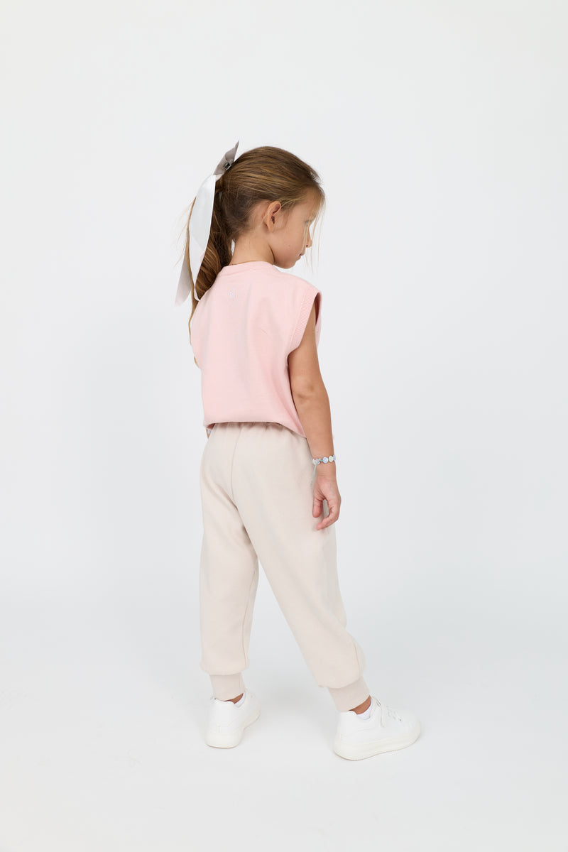 Kids’ embroidered knit top & cotton joggers set