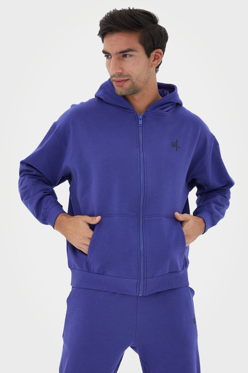 Men's Oversized Double Hood With Full Zip Hoodie