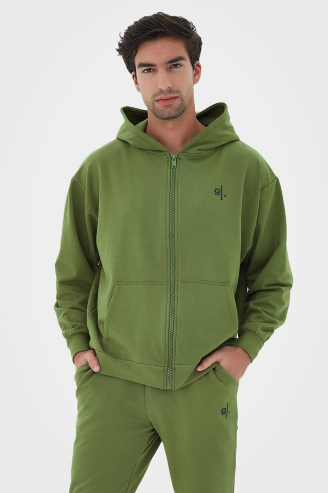 Organic Bamboo Men Oversized Zip Up Hoodie