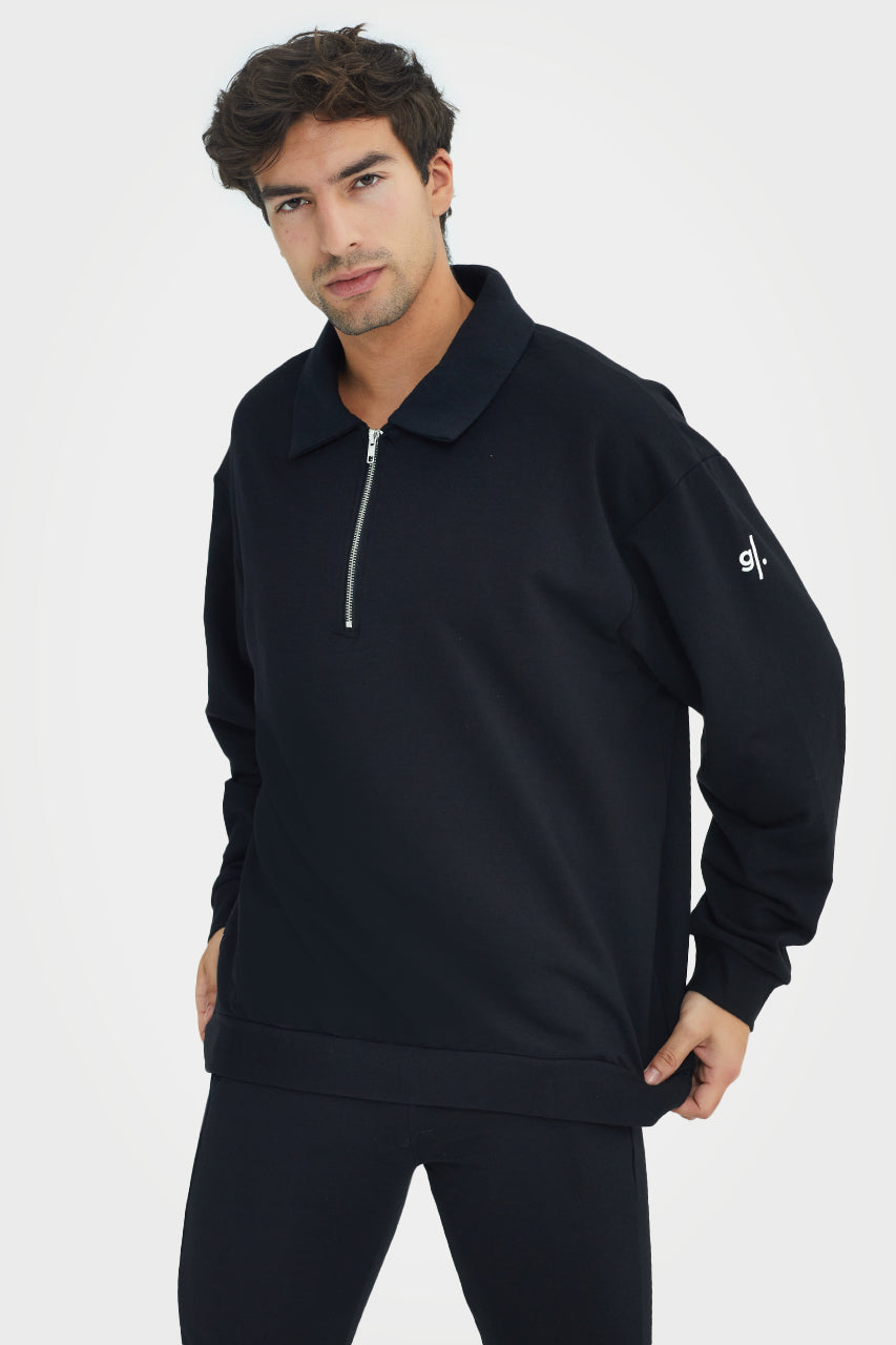 Organic Bamboo Men Cozy Half Zip Slim Fit Jumper