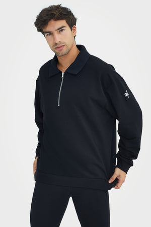 Organic Bamboo Men Cozy Half Zip Slim Fit Jumper