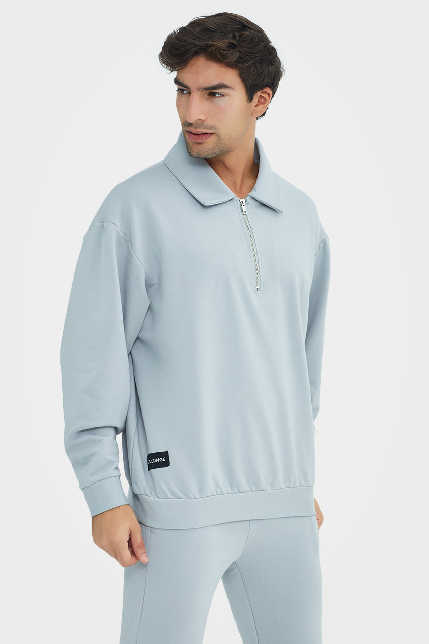 Organic Bamboo Men Cozy Half Zip Slim Fit Jumper