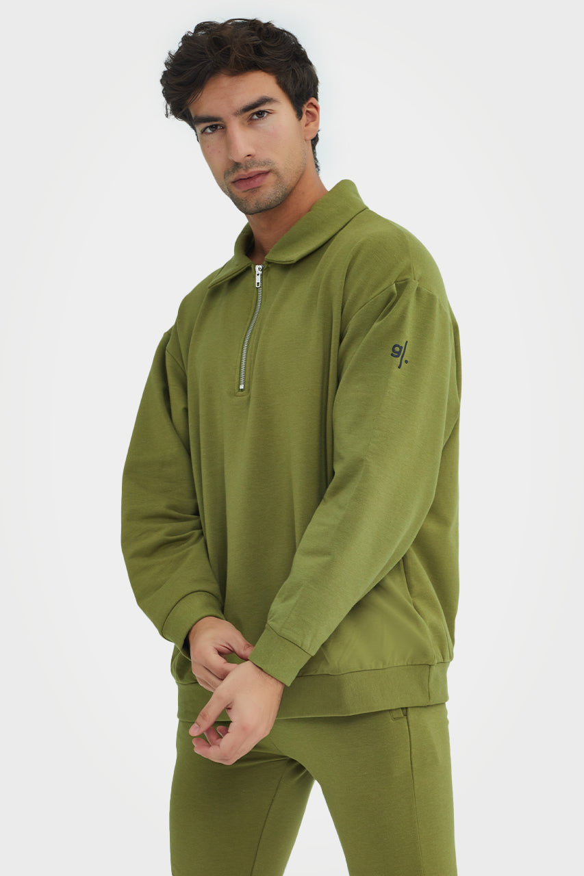 Organic Bamboo Men Cozy Half Zip Slim Fit Jumper