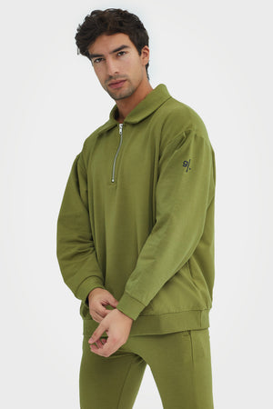 Organic Bamboo Men Cozy Half Zip Slim Fit Jumper