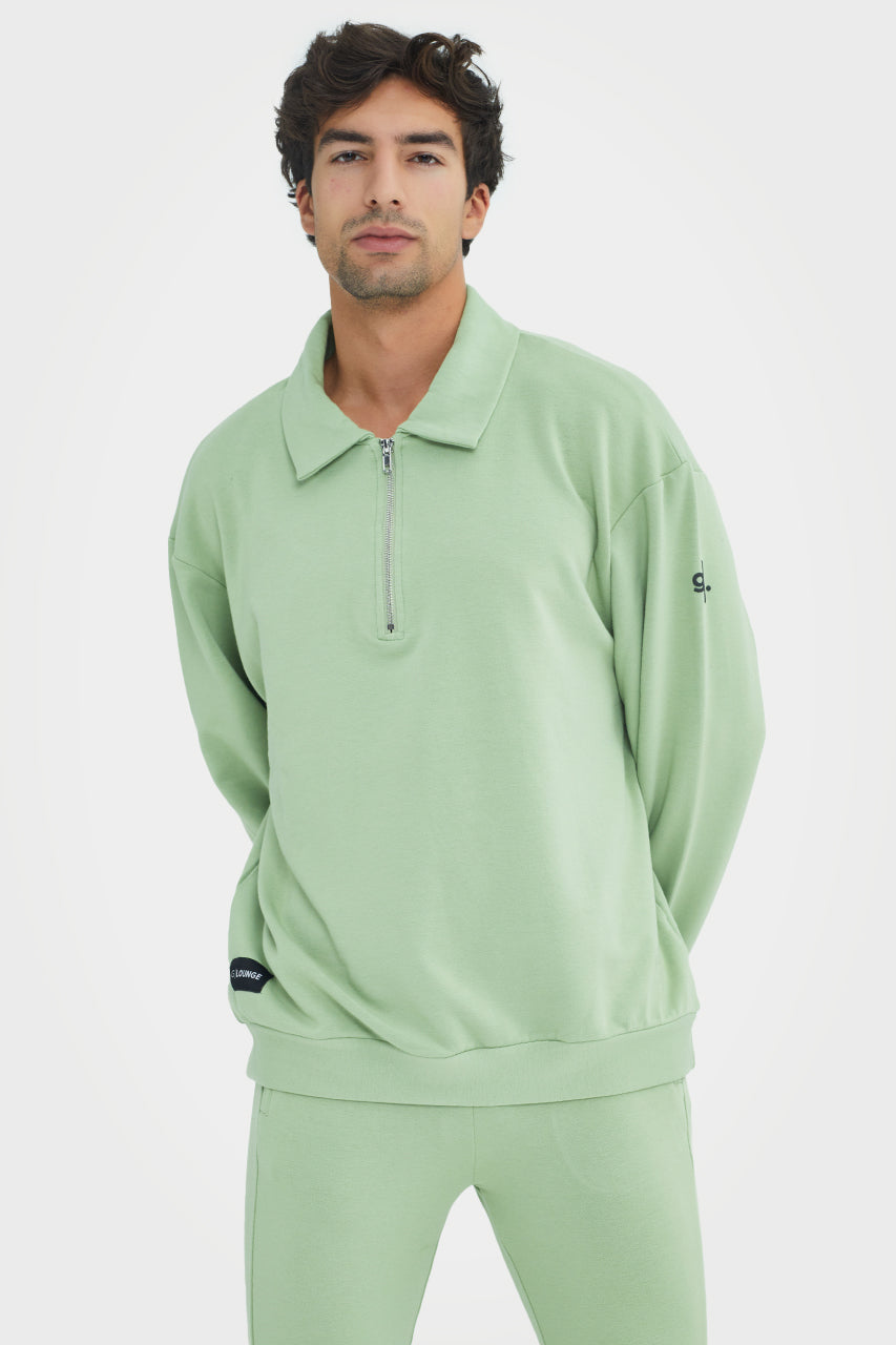 Organic Bamboo Men Cozy Half Zip Slim Fit Jumper