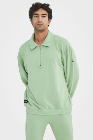 Organic Bamboo Men Cozy Half Zip Slim Fit Jumper