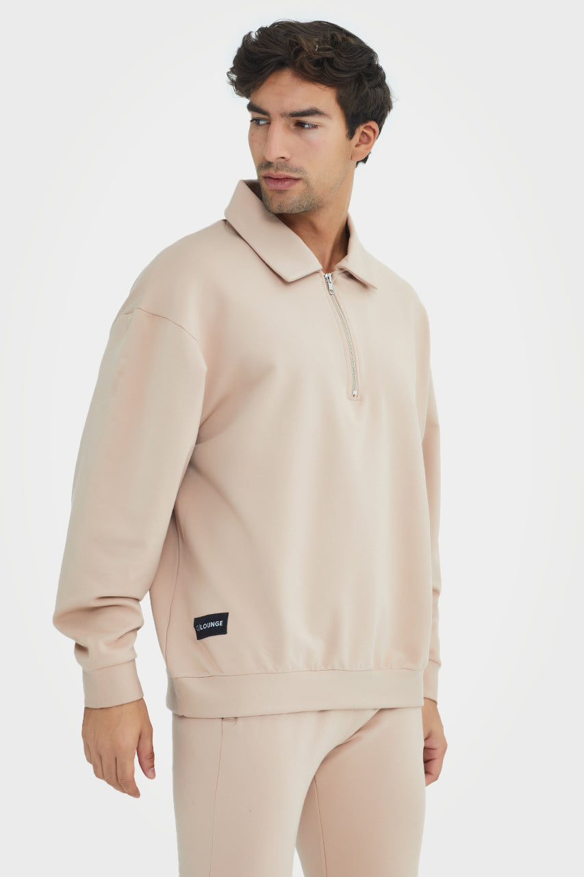 Organic Bamboo Men Cozy Half Zip Slim Fit Jumper