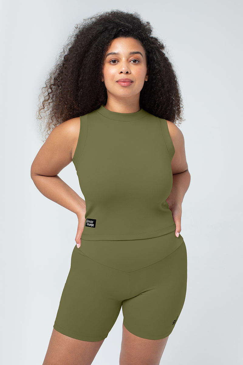 Women's Sustainable Sleeveless Crop High Neck Top