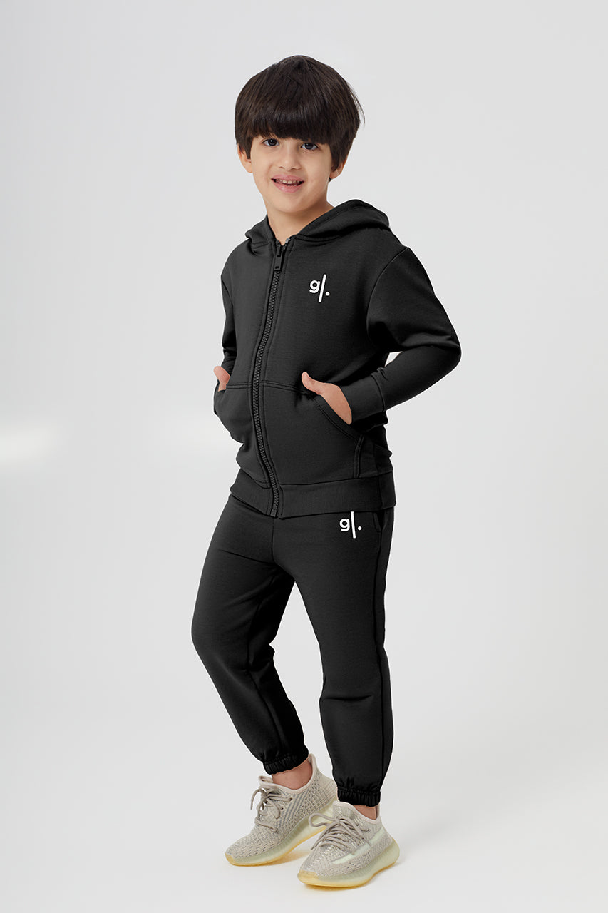 Organic Bamboo Cozy Zip Hoodie Boys Glossy Lounge